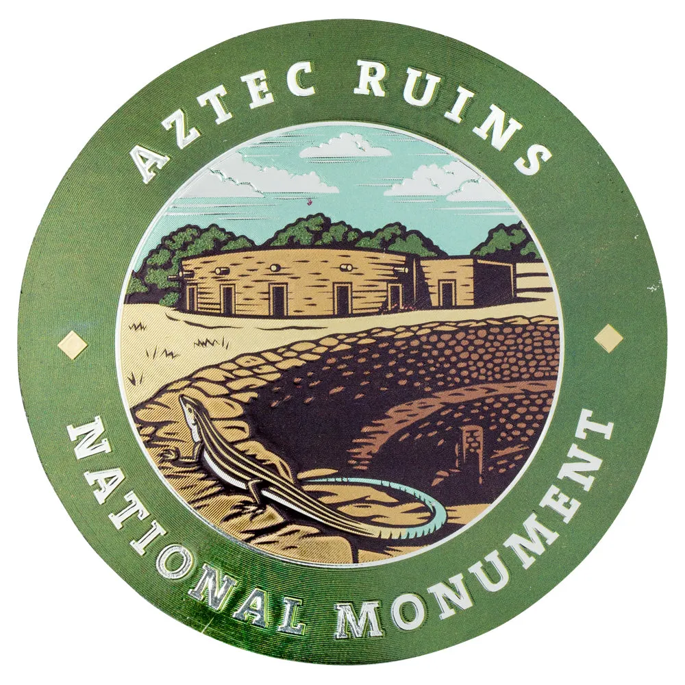Aztec Ruins National Monument Magnet - Round Logo Foil