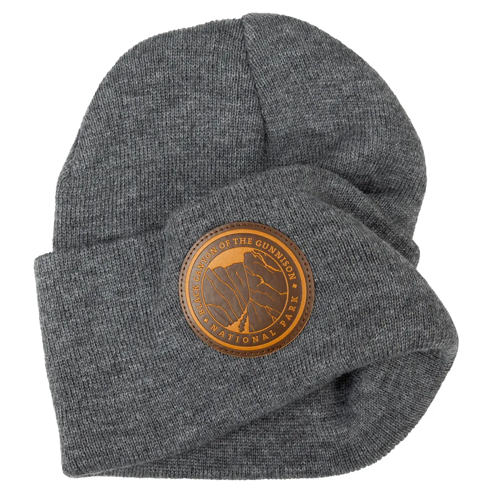 Black Canyon of the Gunnison National Park Beanie - Leather Patch - Image 3