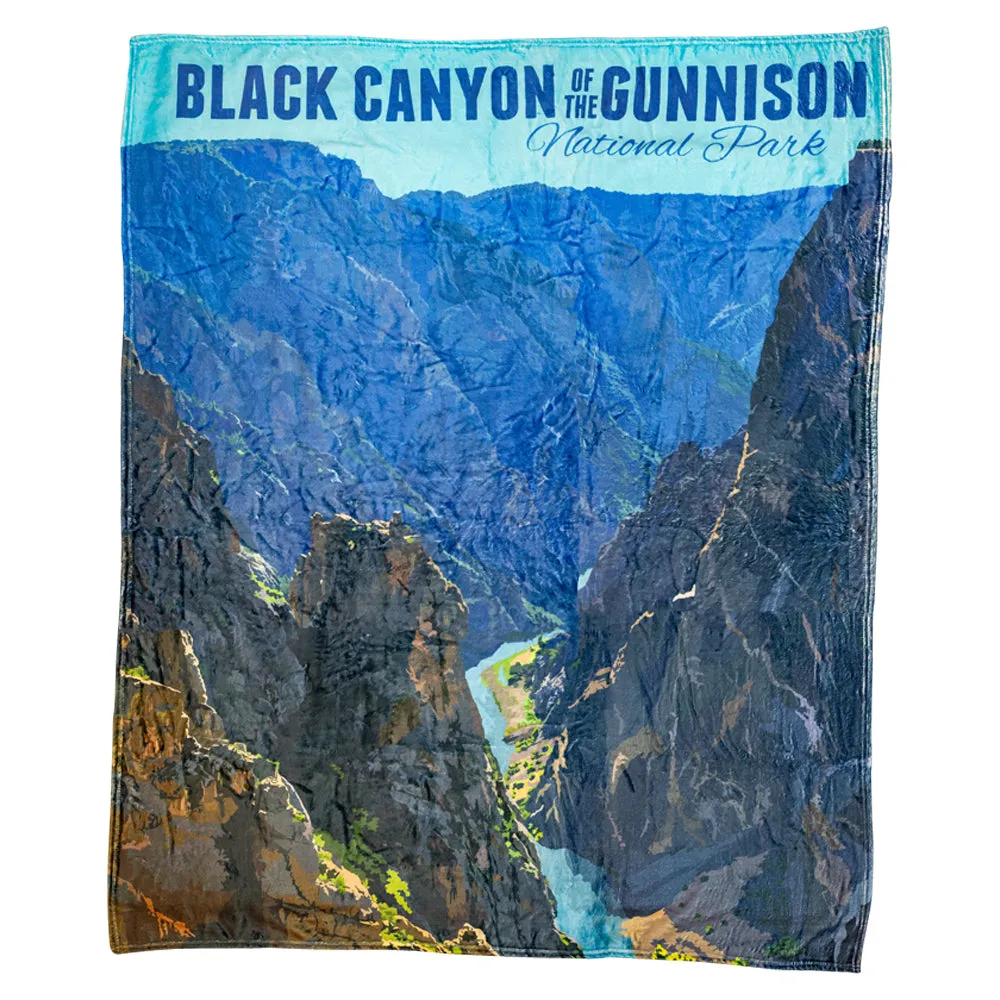 Black Canyon of the Gunnison National Park Fleece Blanket - Retro Ranger