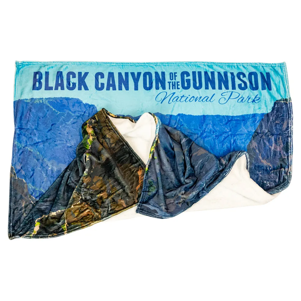 Black Canyon of the Gunnison National Park Fleece Blanket - Retro Ranger - Image 3