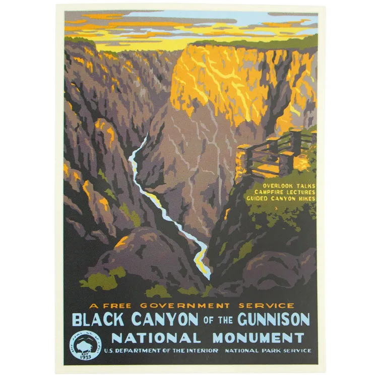 Black Canyon of the Gunnison National Park Sticker - WPA Style