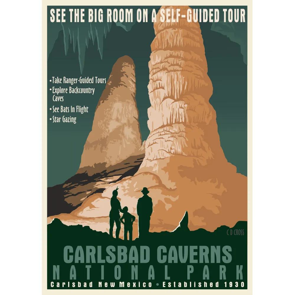 Carlsbad Caverns National Park Retro Ranger Giclee Poster