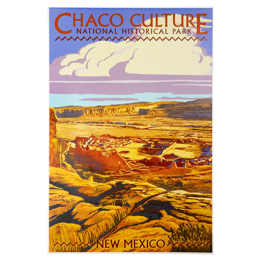 Chaco Culture National Historical Park Poster – Pueblo Bonito Illustration