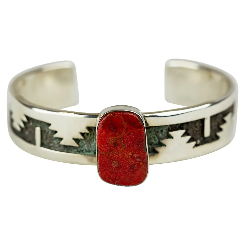 Coral Sterling Silver Bracelet - Image 3