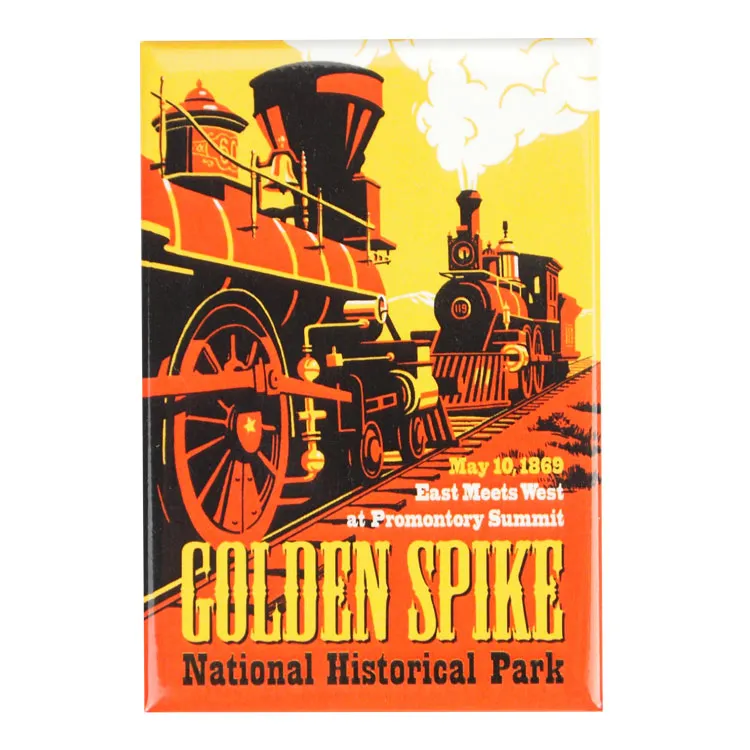Golden Spike National Historical Park Magnet - 2 Trains Graphic