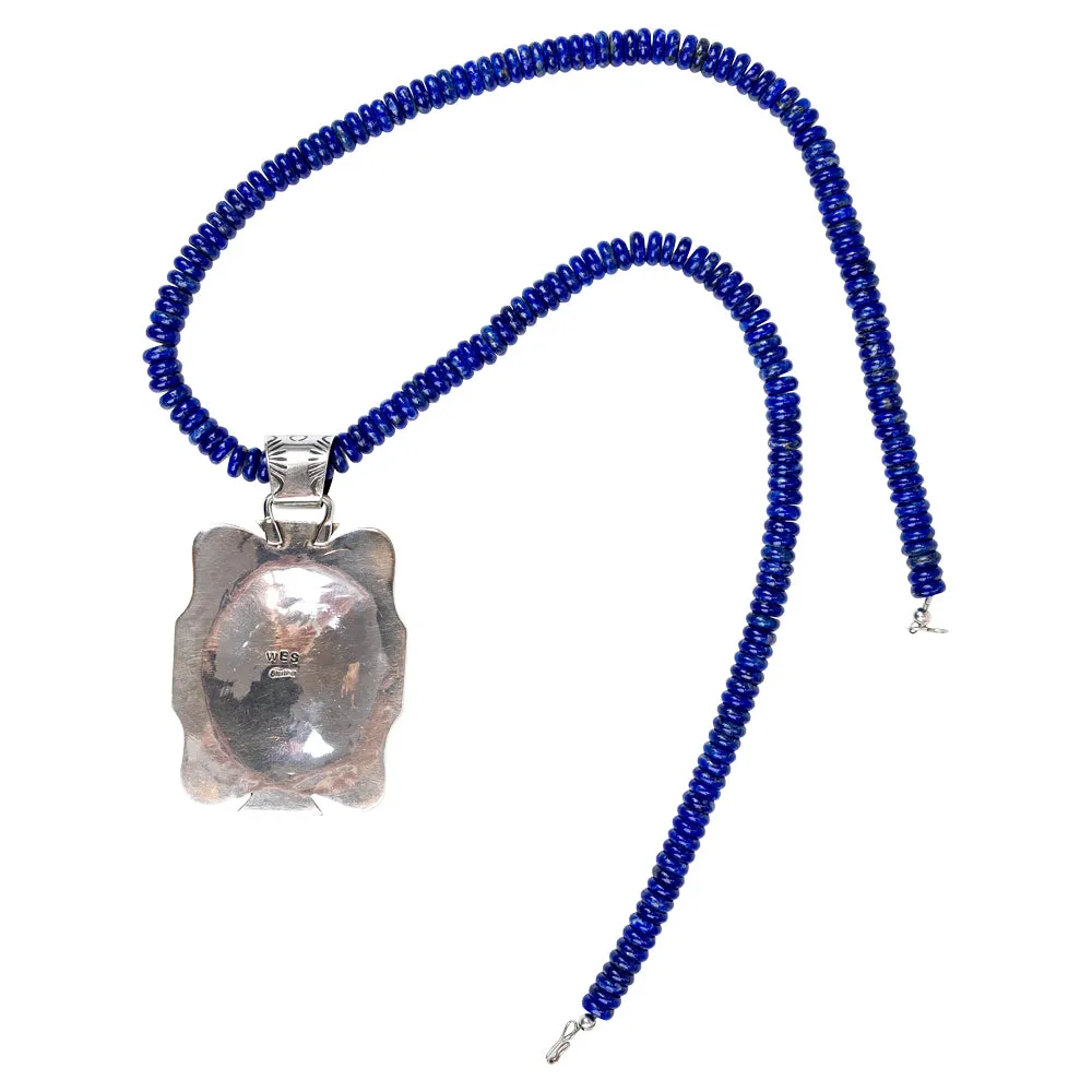 Lapis Pendant Sterling Silver Navajo Necklace - Image 4