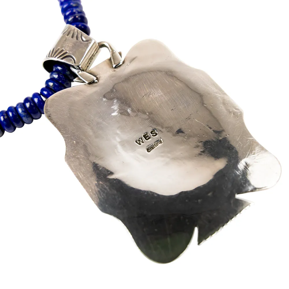 Lapis Pendant Sterling Silver Navajo Necklace - Image 5