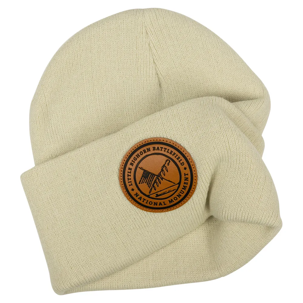 Little Bighorn Battlefield National Monument Beanie - Leather Patch - Image 3