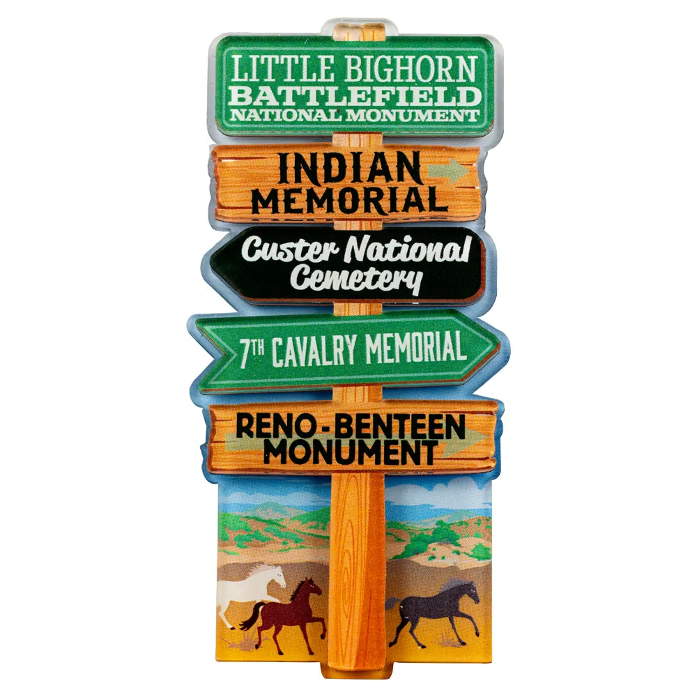 Little Bighorn Battlefield National Monument Magnet - Signpost