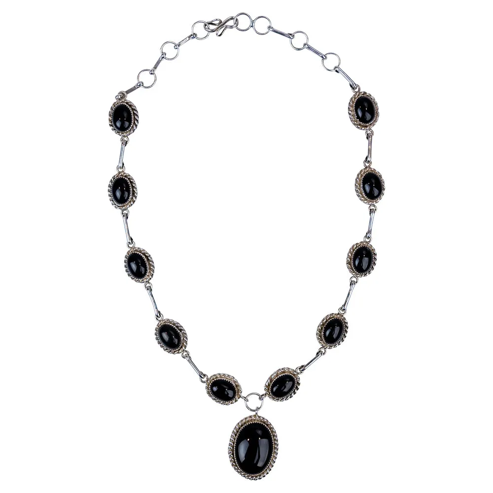 Onyx Cluster Sterling Silver Pendant Santo Domingo Necklace