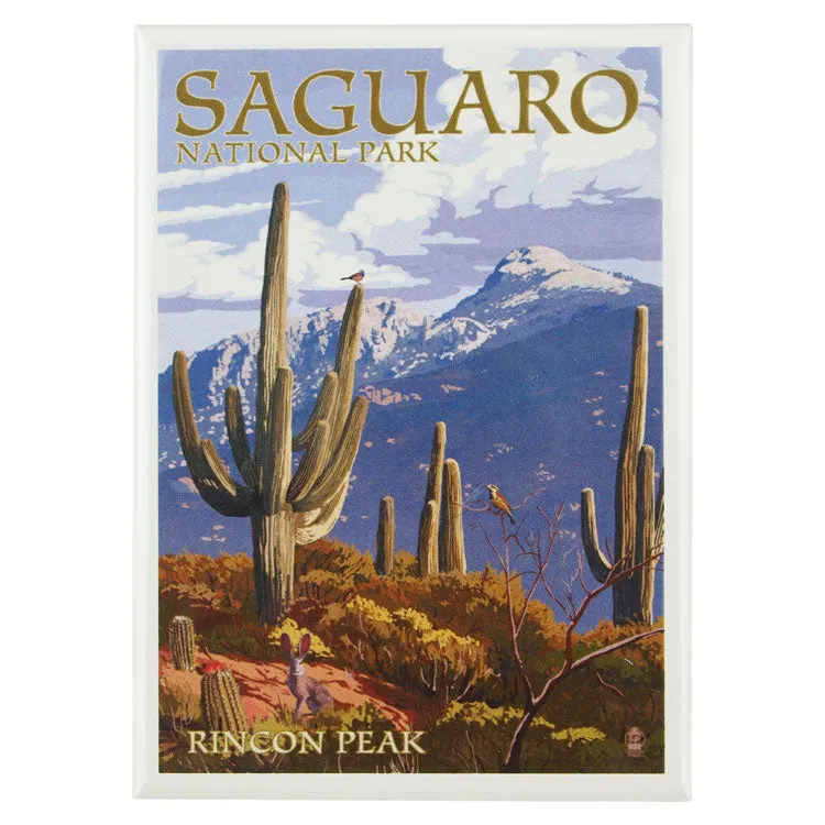 Saguaro National Park Magnet - Rincon Peak Illustration