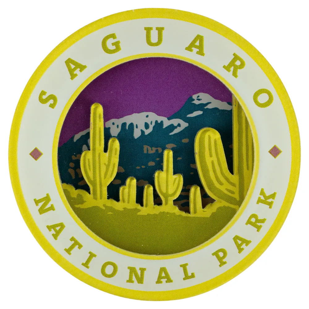 Saguaro National Park Magnet - Round Logo 3D
