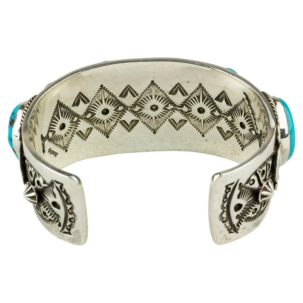 Silver, Five-Stone Turquoise Bracelet - Image 3