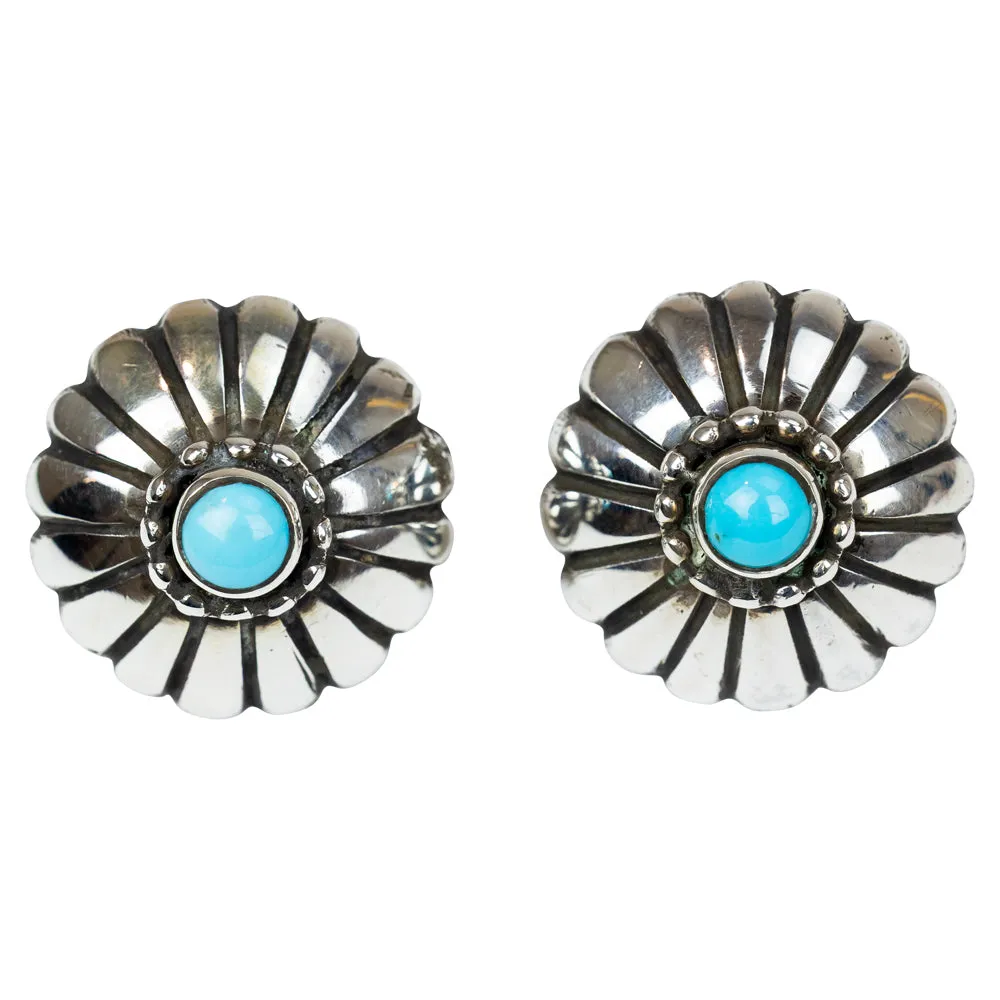 Sleeping Beauty Turquoise and Sterling Silver Navajo Earrings