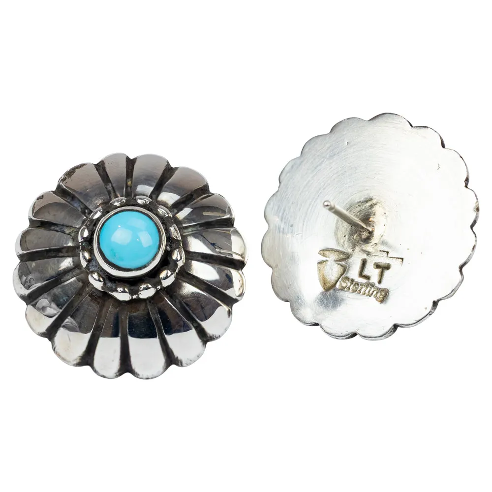 Sleeping Beauty Turquoise and Sterling Silver Navajo Earrings - Image 4