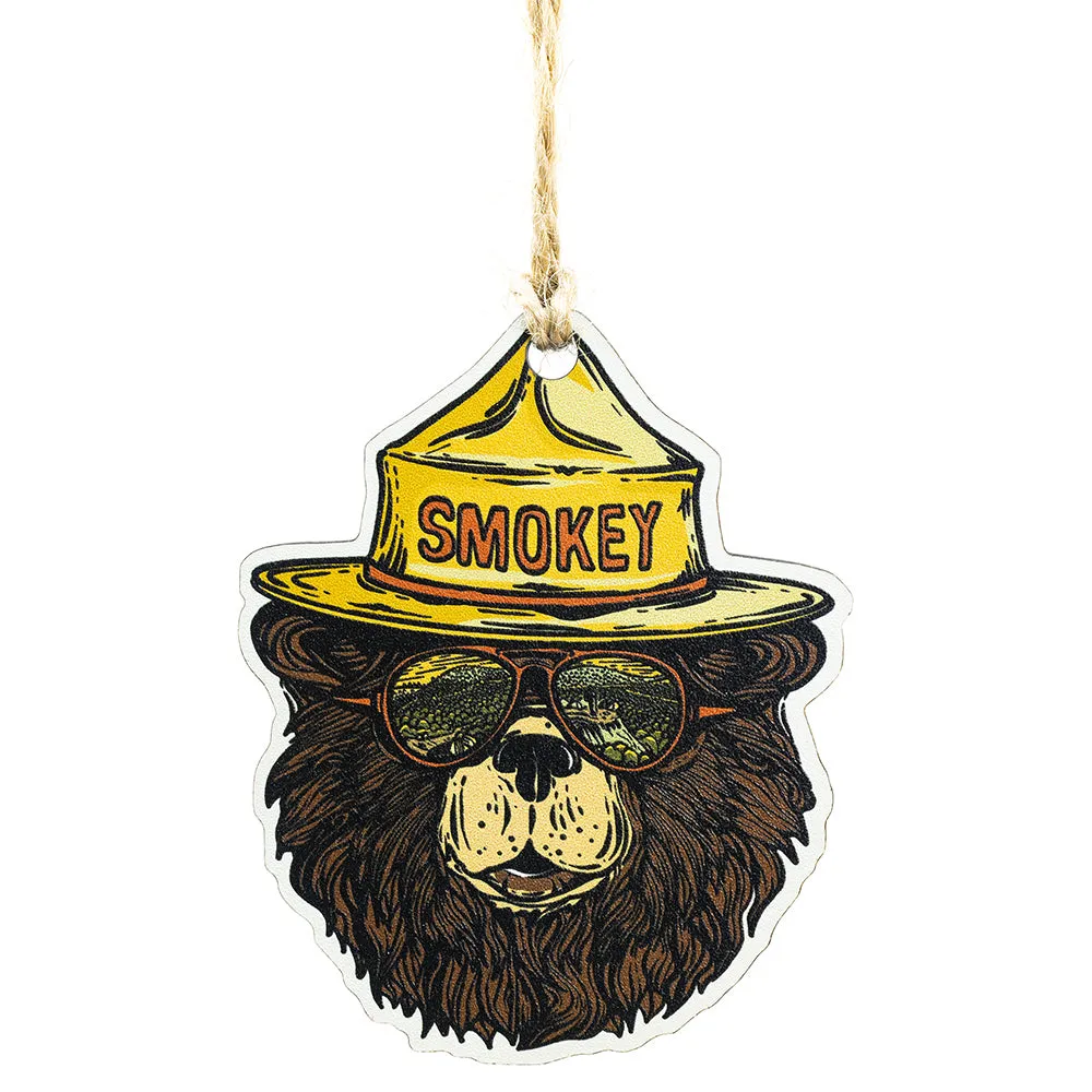 Smokey Bear Groovy Bear Wood Ornament