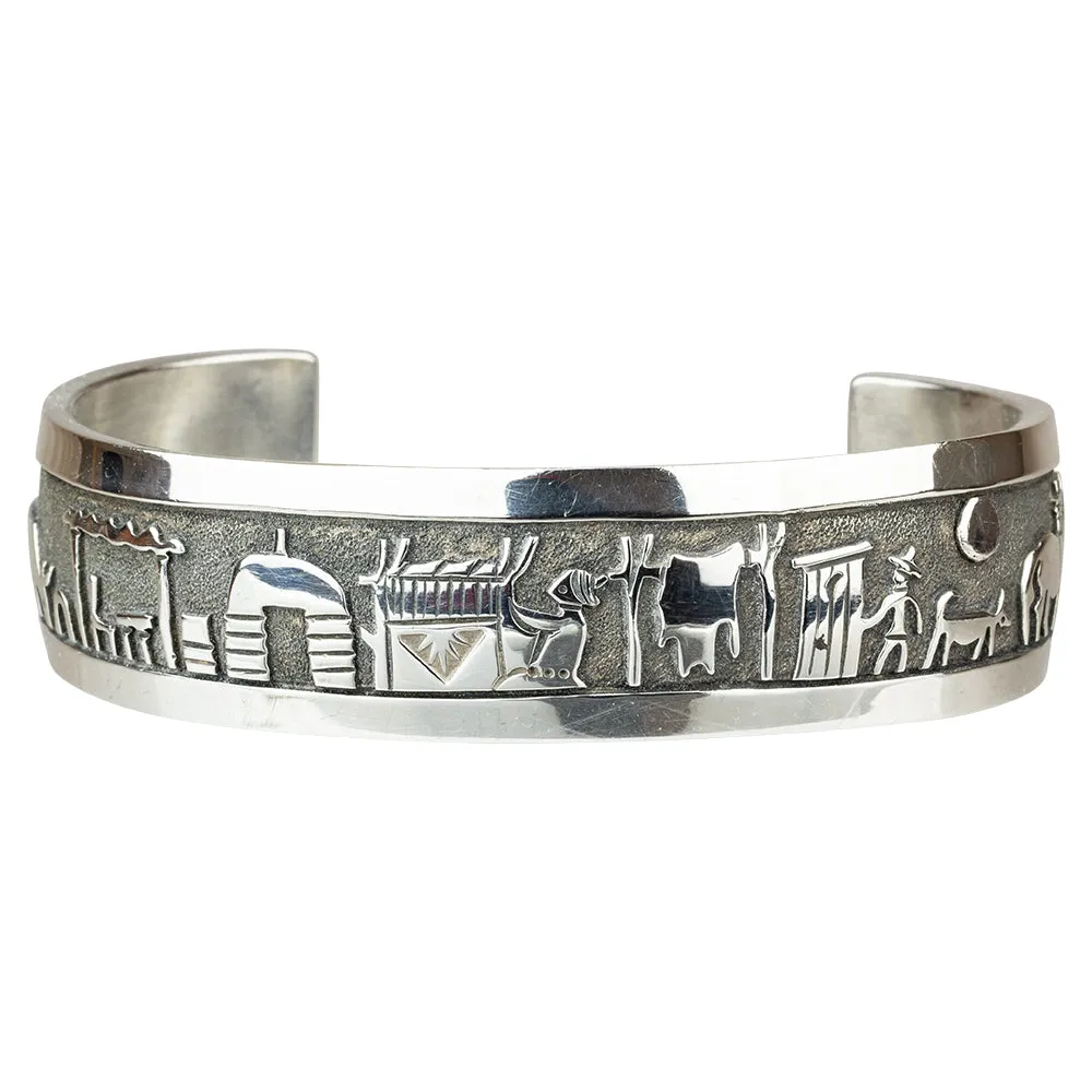 Sterling Silver Navajo Storyteller Cuff Bracelet - Image 3