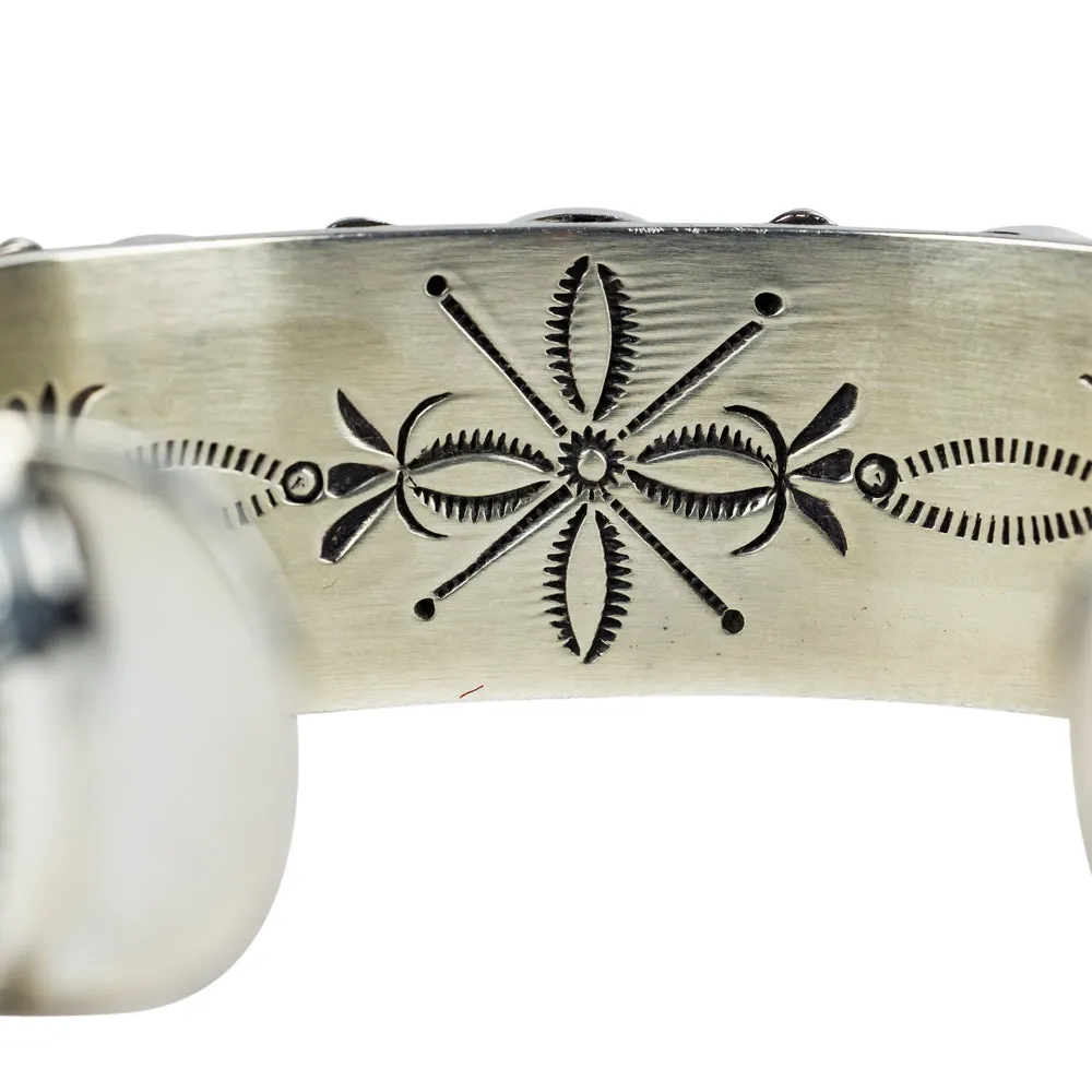 Sterling Silver, Nine-Stone Kingman Turquoise Heavy Gauge Cuff Bracelet - Image 3