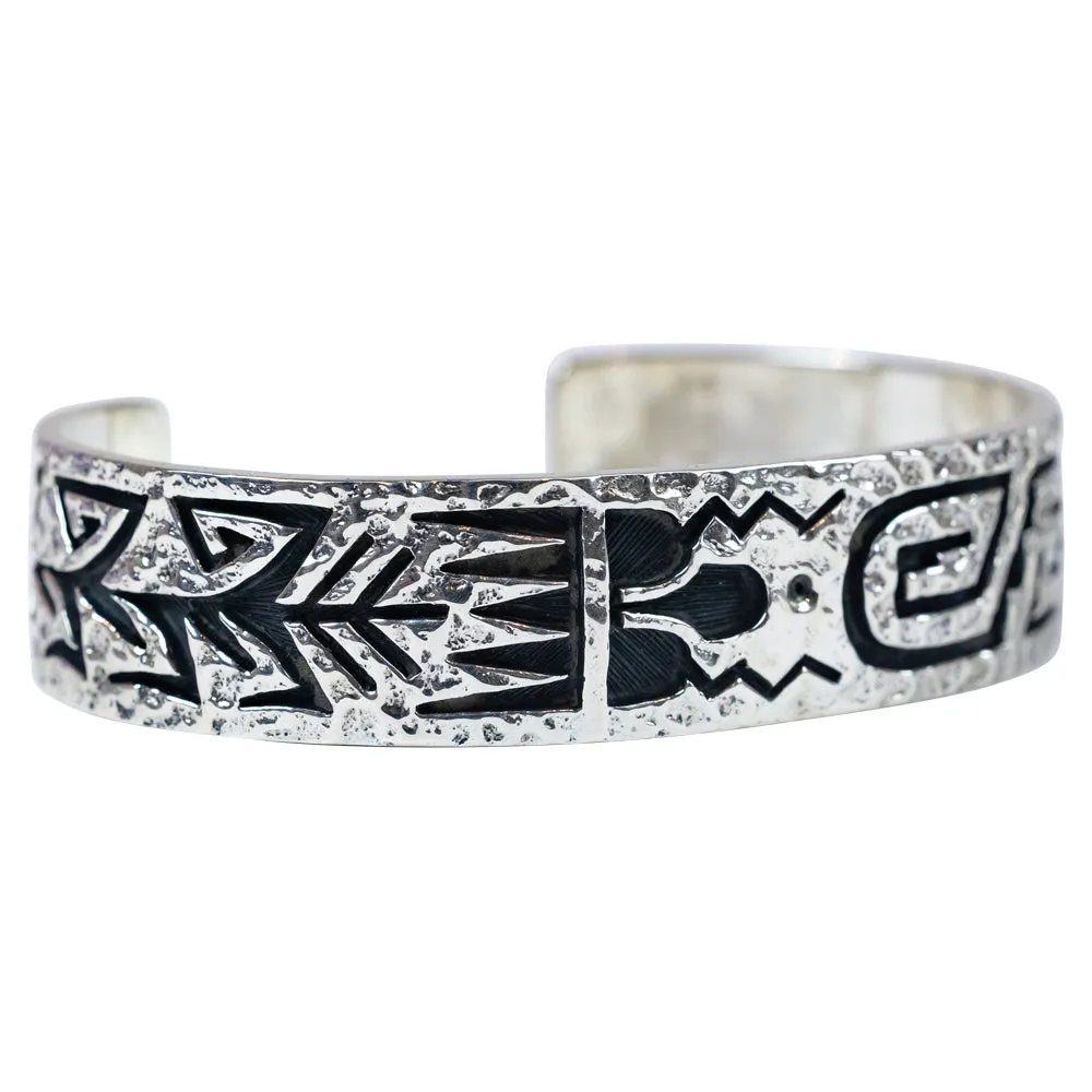 Sterling Silver Overlay Hammered Hopi Bracelet - Image 2