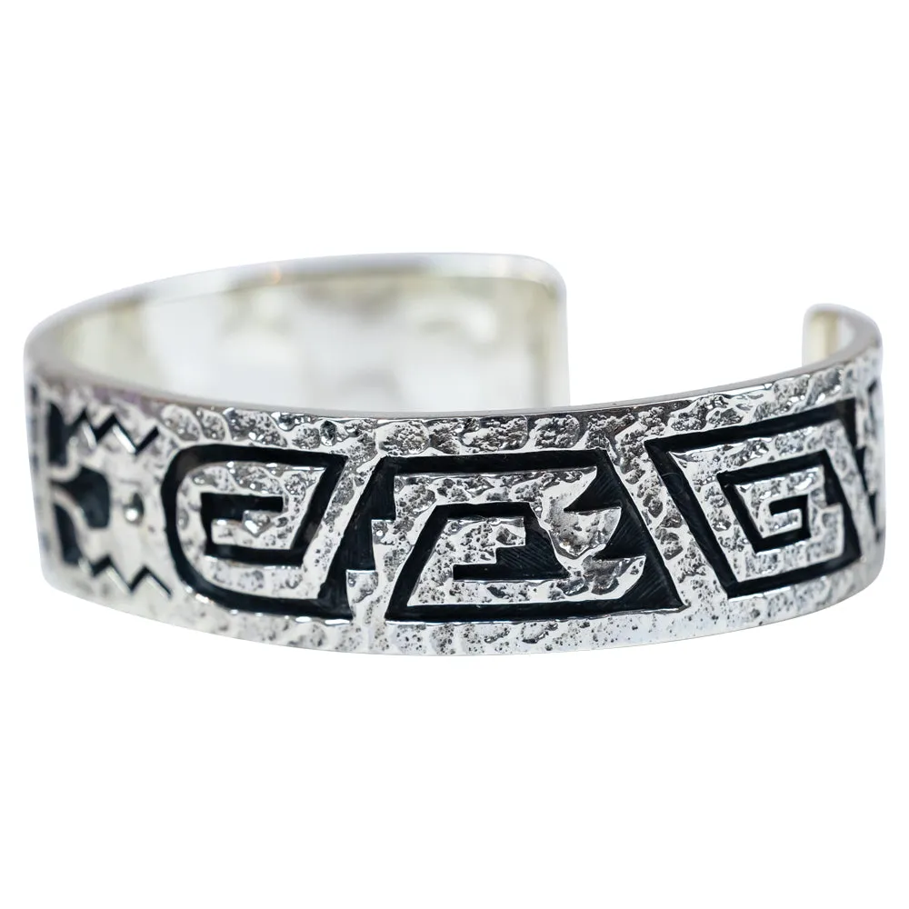 Sterling Silver Overlay Hammered Hopi Bracelet - Image 3