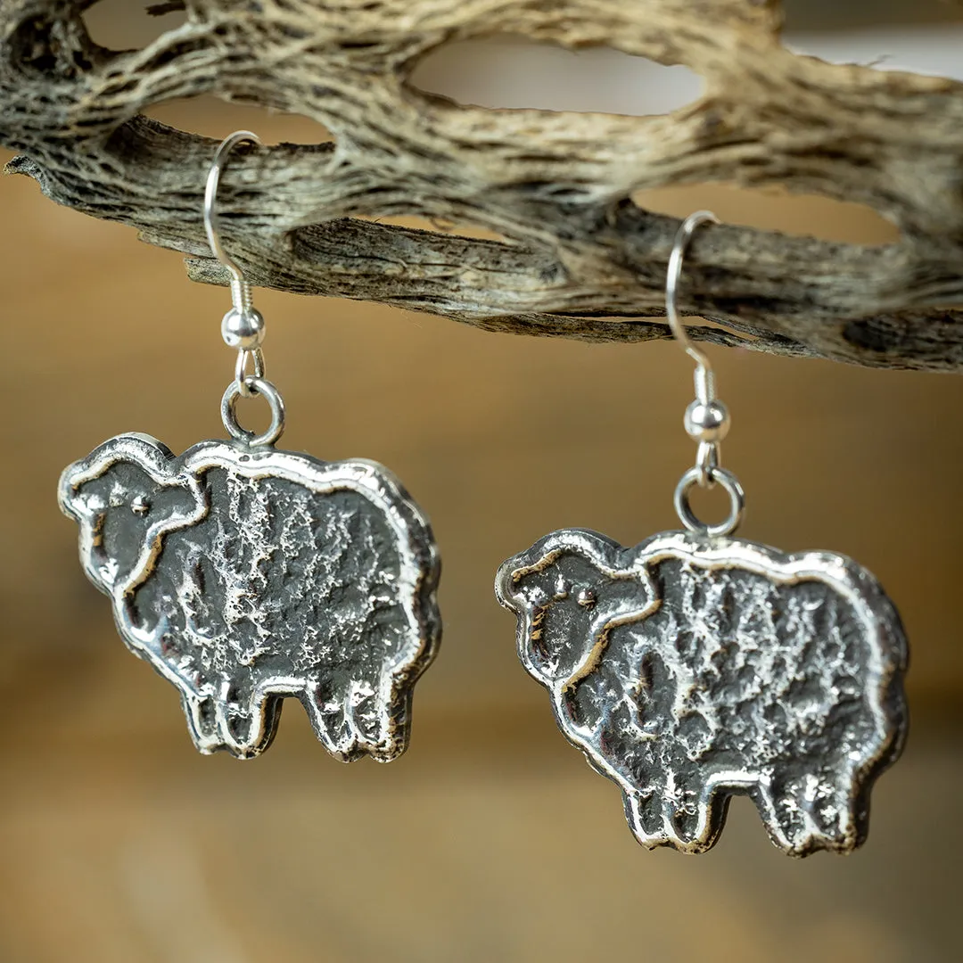 Tufa Cast Silver Sheep Earrings - Image 3