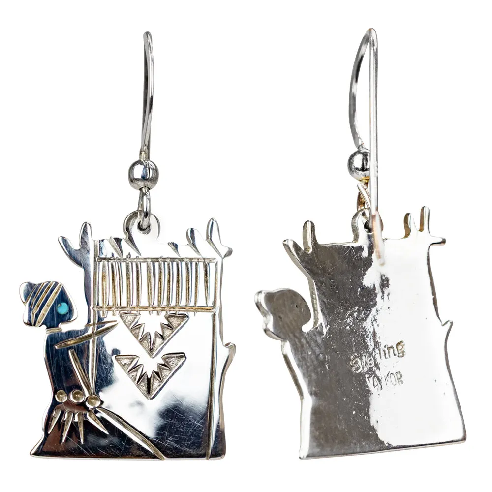 Turquoise Sterling Silver Navajo Earrings - Image 3