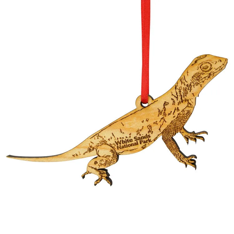 White Sands National Park Wood Ornament - Bleached Lizard